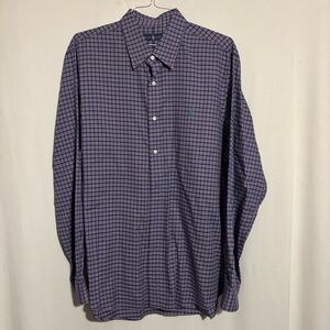 Ralph Lauren XL Blue Purple Checkered Mens Long Sleeve Button Up Shirt